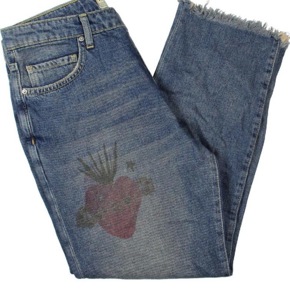 Free People Tattooed BF Destroyed Frayed Hem Jeans - Picture 4 of 9